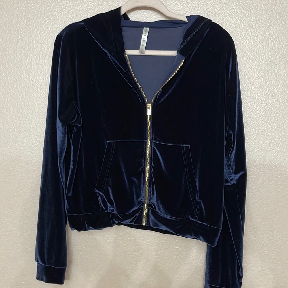 NWOT FABLETICS velvet zip-up hoodie w/ gold zipper - Medium